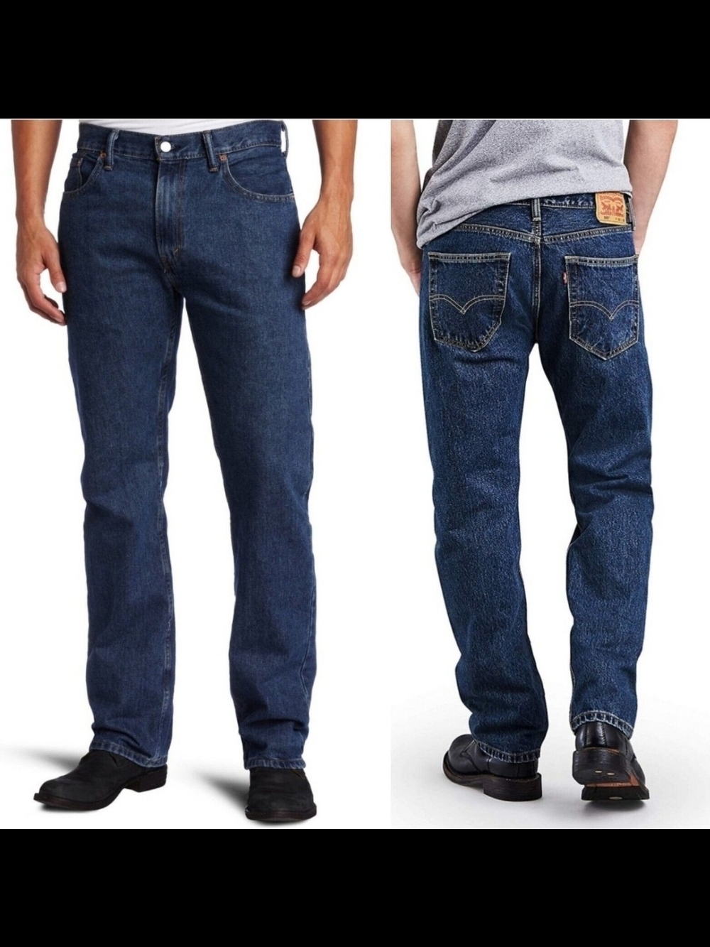 Levi's 505 Jeans Mens 36x32 Blue Denim Regular Fit Straight Leg Dark Stone Wash